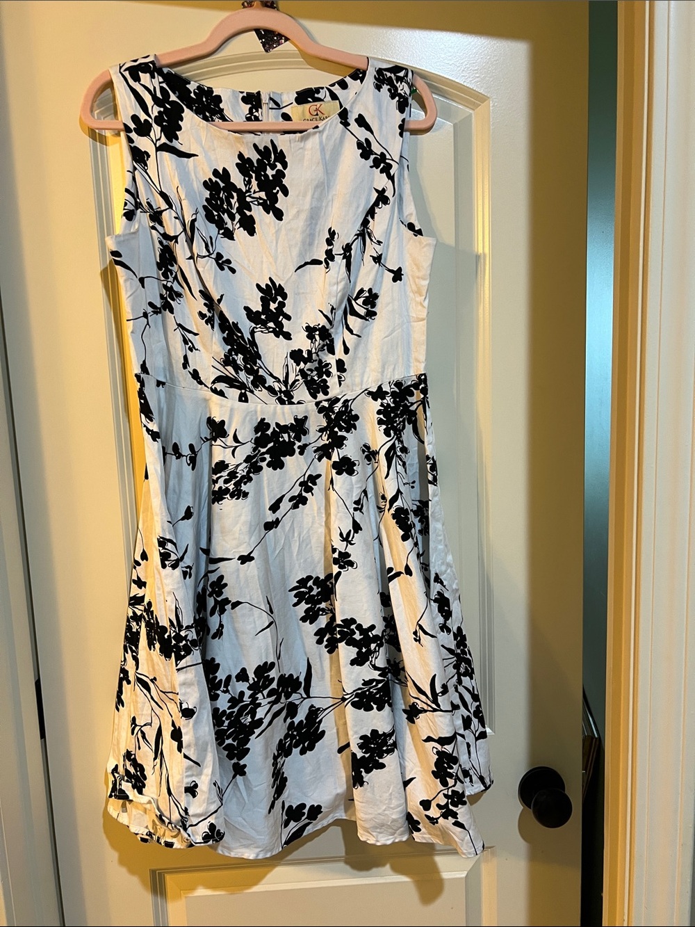 Grace Karin White and Black Floral Midi Dress H257